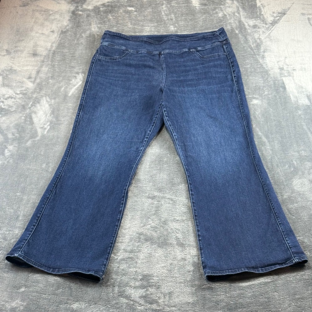 American Eagle Luxe Stretch Flare Jeans XL Short Dark Wash Pull On Real Good